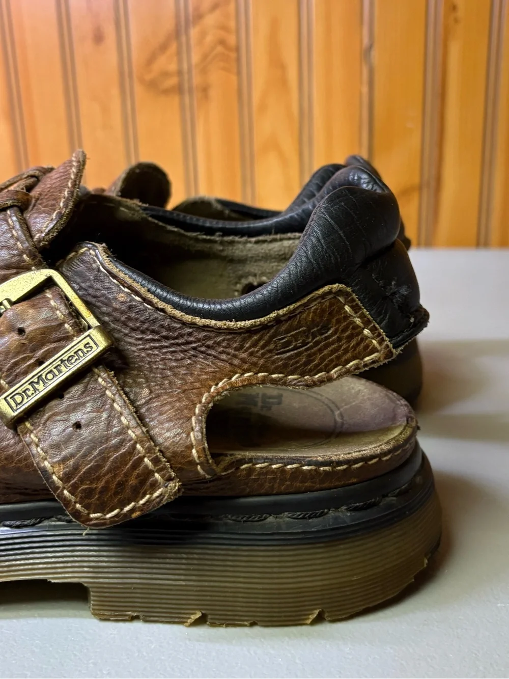 Dr. Martens Brown Leather Fisherman Sandal with Buckle Strap